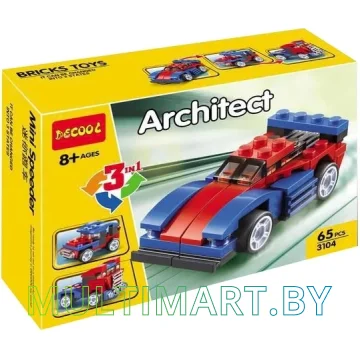 Конструктор Decool 3104 Машинка 3 в 1 (65 деталей)